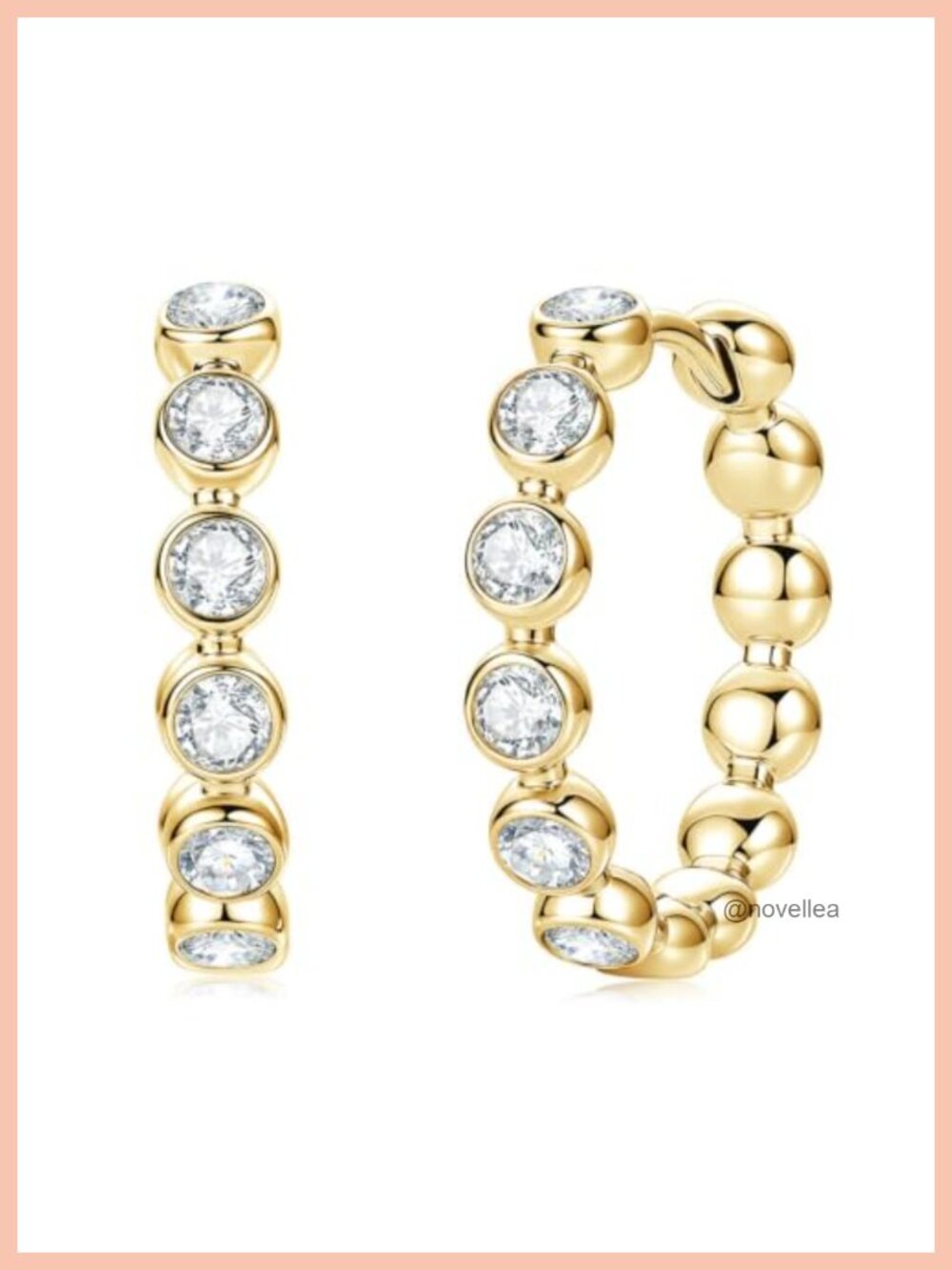 14K Gold Plated Moissanite Hoop Earrings 6-Stone D Color